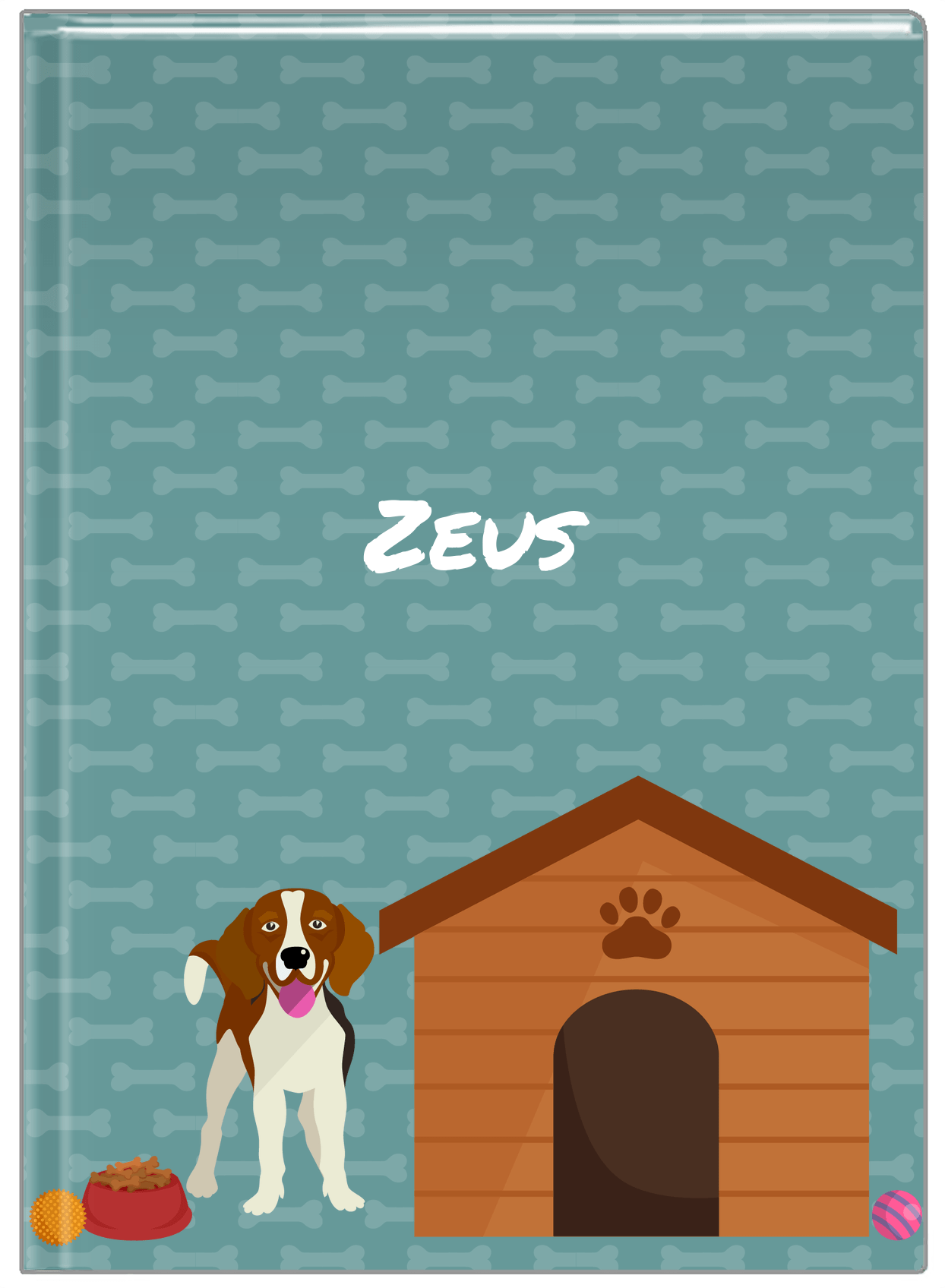 Personalized Dogs Journal XVI - Teal Background - Beagle - Front View