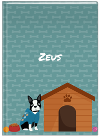 Thumbnail for Personalized Dogs Journal XVI - Teal Background - Boston Terrier - Front View