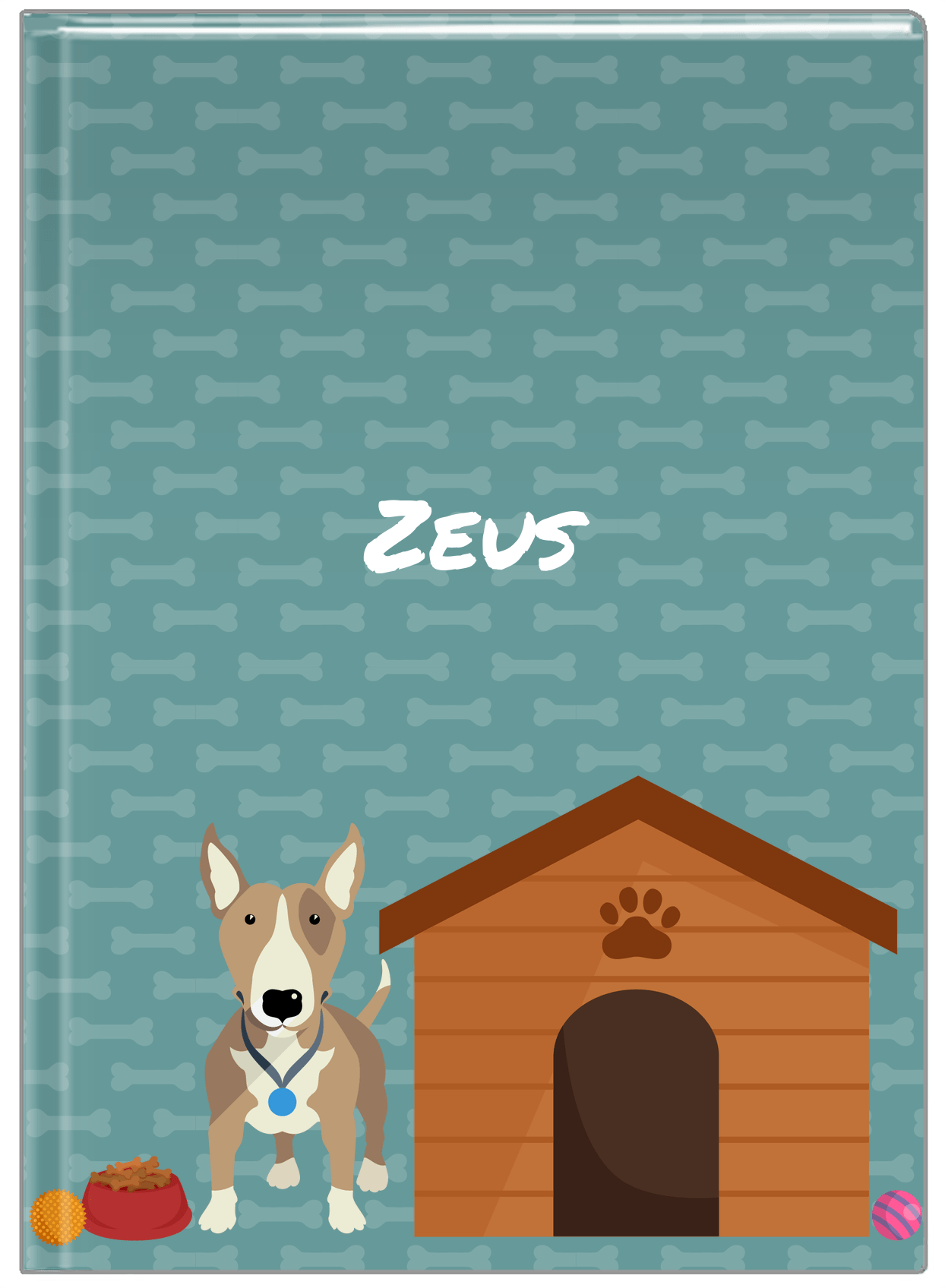 Personalized Dogs Journal XVI - Teal Background - Bull Terrier - Front View