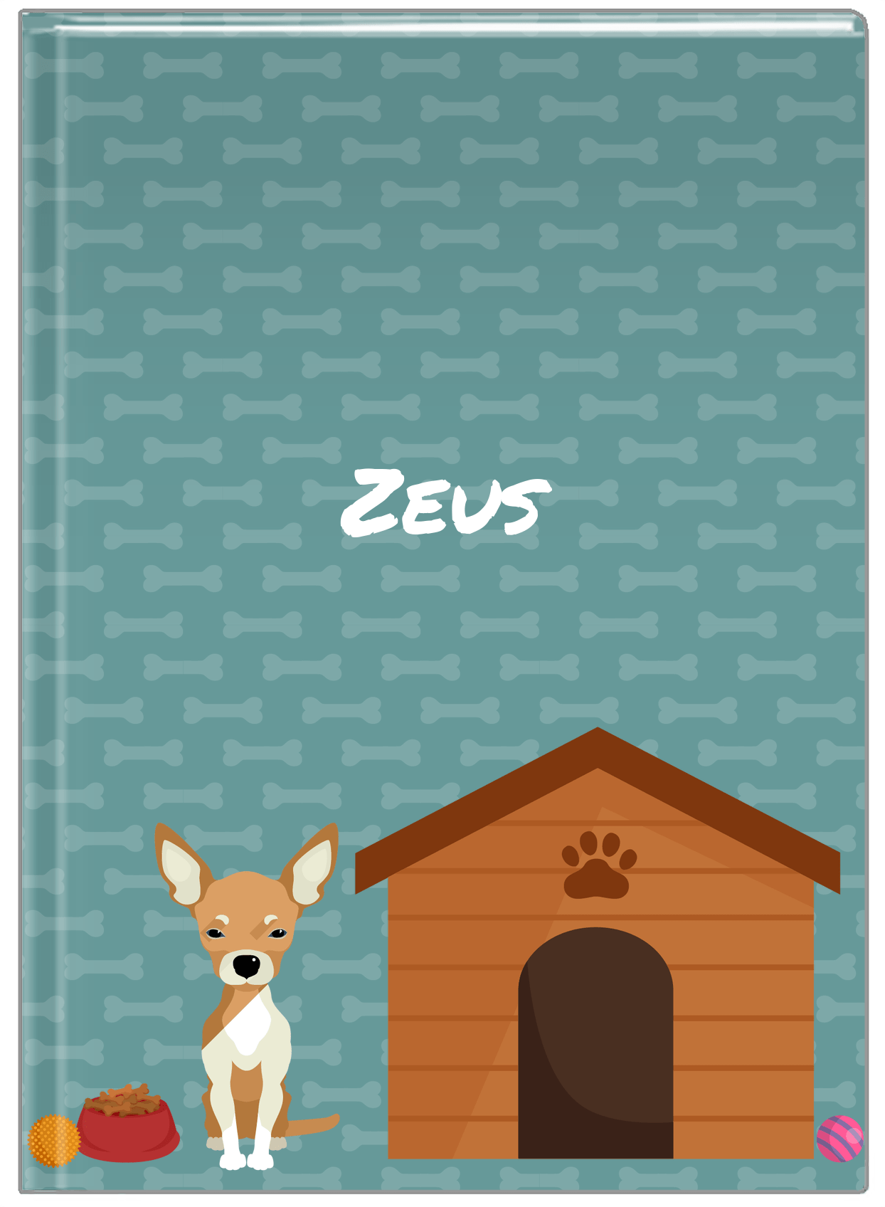 Personalized Dogs Journal XVI - Teal Background - Chihuahua - Front View