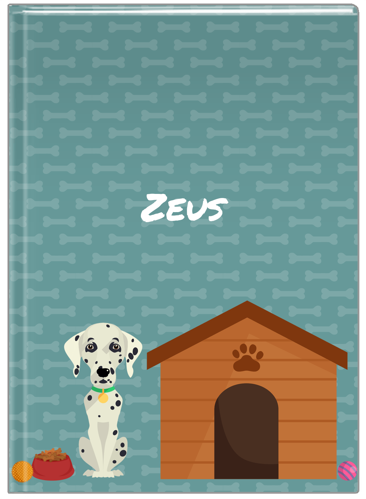 Personalized Dogs Journal XVI - Teal Background - Dalmatian - Front View