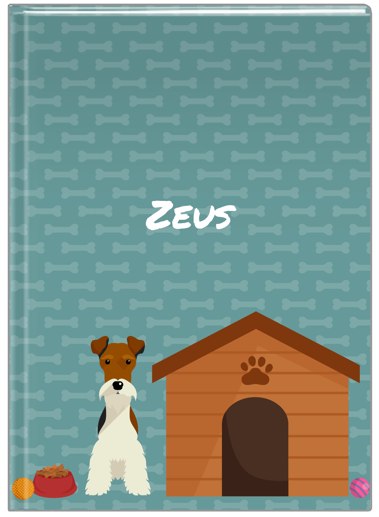Personalized Dogs Journal XVI - Teal Background - Fox Terrier - Front View