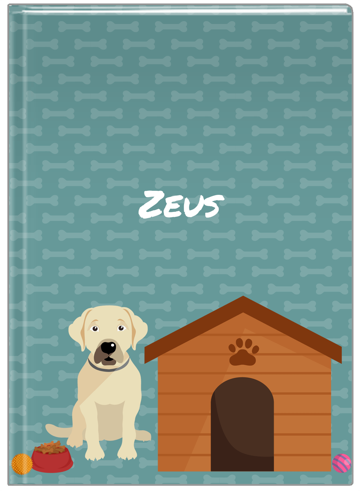 Personalized Dogs Journal XVI - Teal Background - Labrador Retriever - Front View