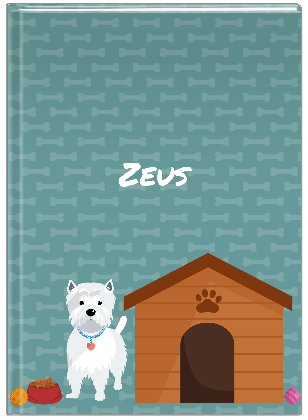 Personalized Dogs Journal XVI - Teal Background - Westie - Front View