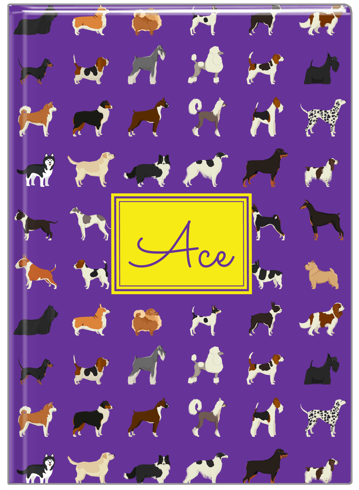 Personalized Dogs Journal XVII - Purple Background - Rectangle Nameplate - Front View