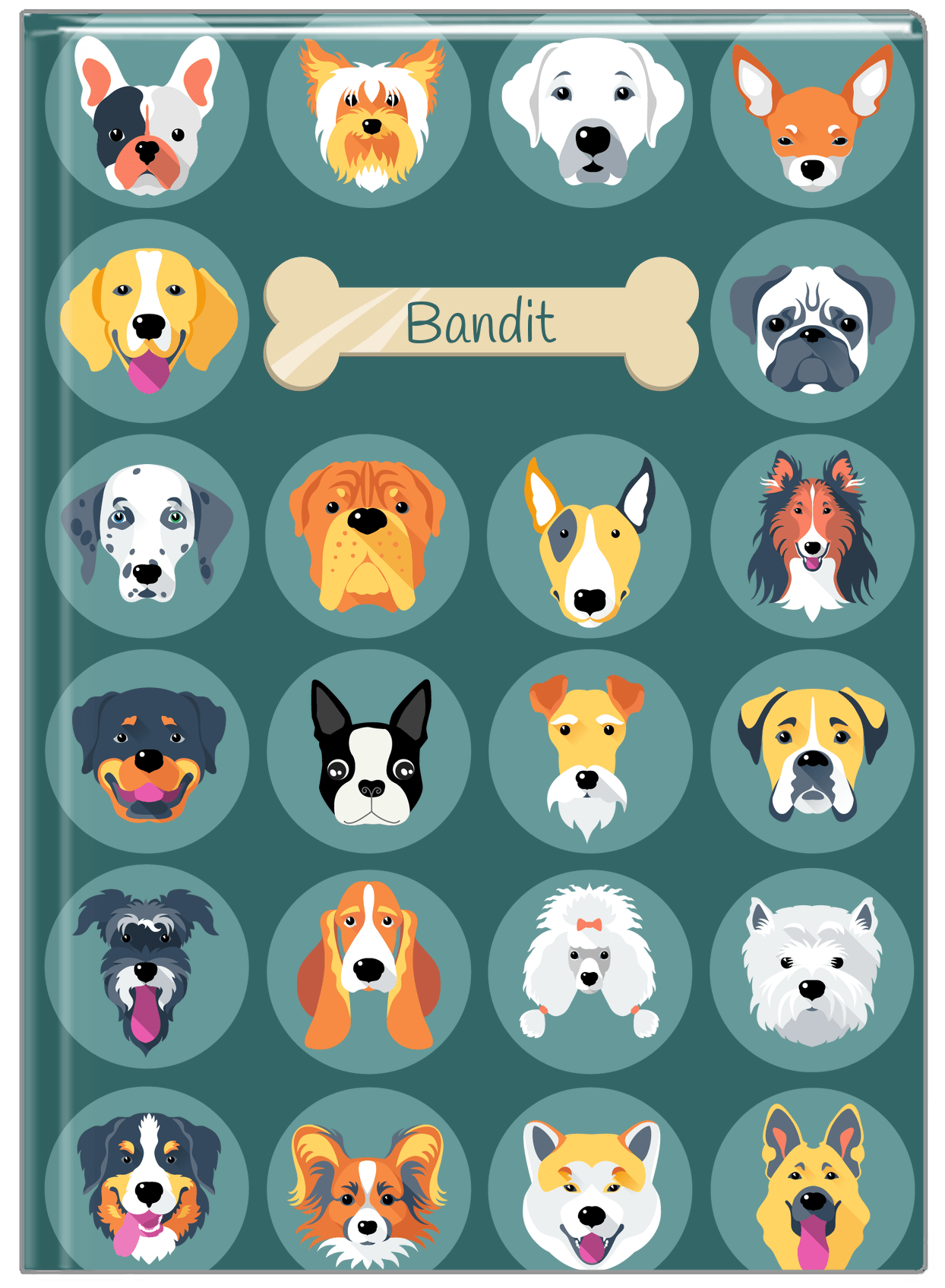 Personalized Dogs Journal XVIII - Teal Background - Front View