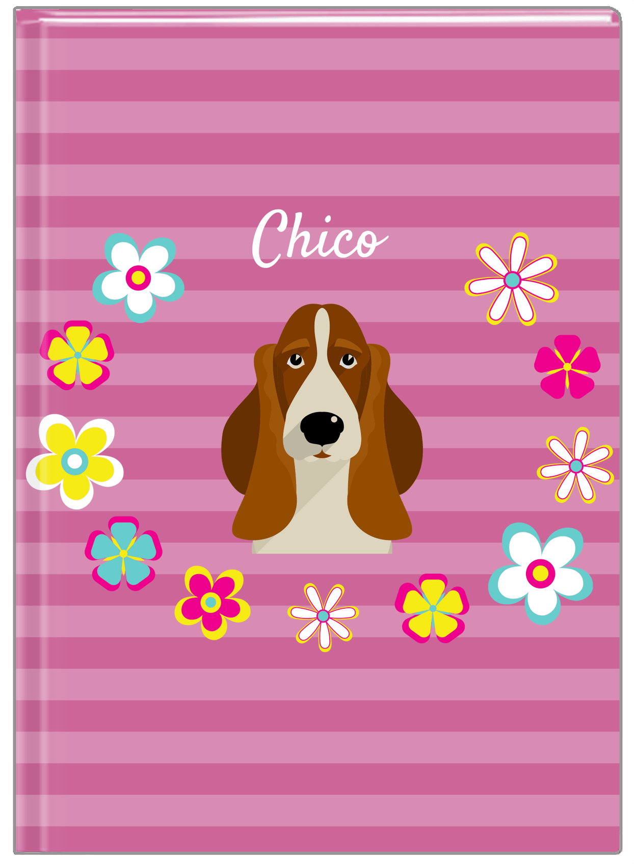 Personalized Dogs Journal XIX - Purple Background - Basset Hound - Front View