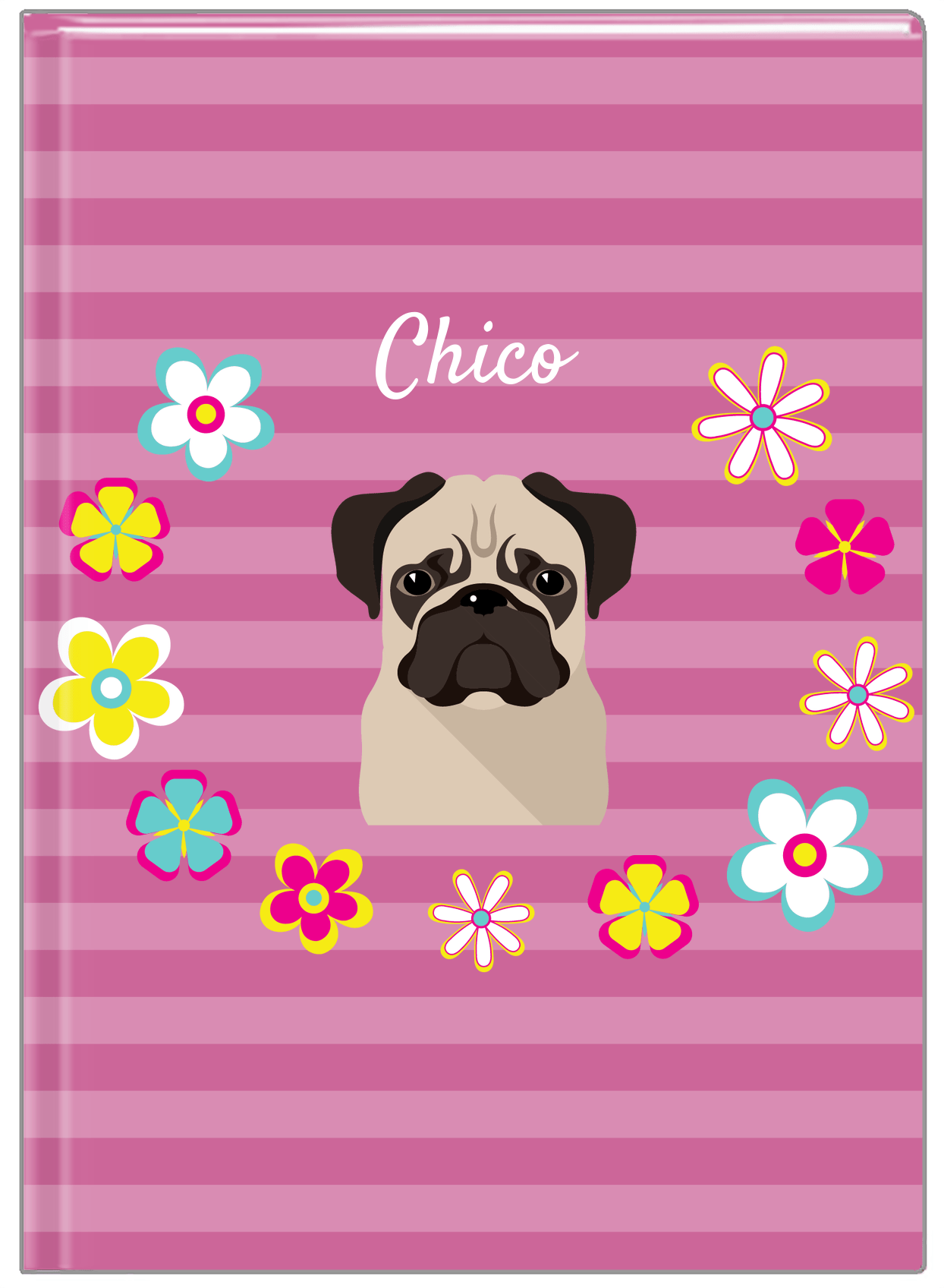 Personalized Dogs Journal XIX - Purple Background - Pug - Front View