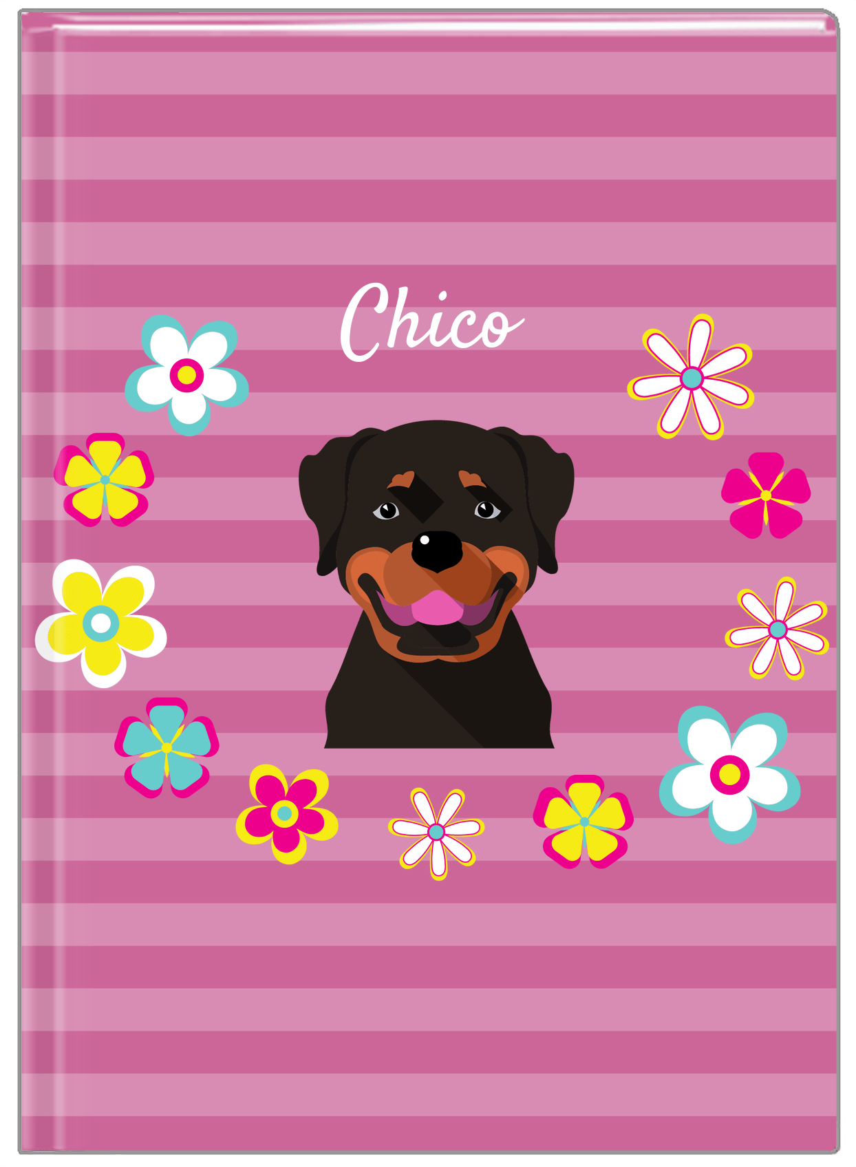 Personalized Dogs Journal XIX - Purple Background - Rottweiler - Front View