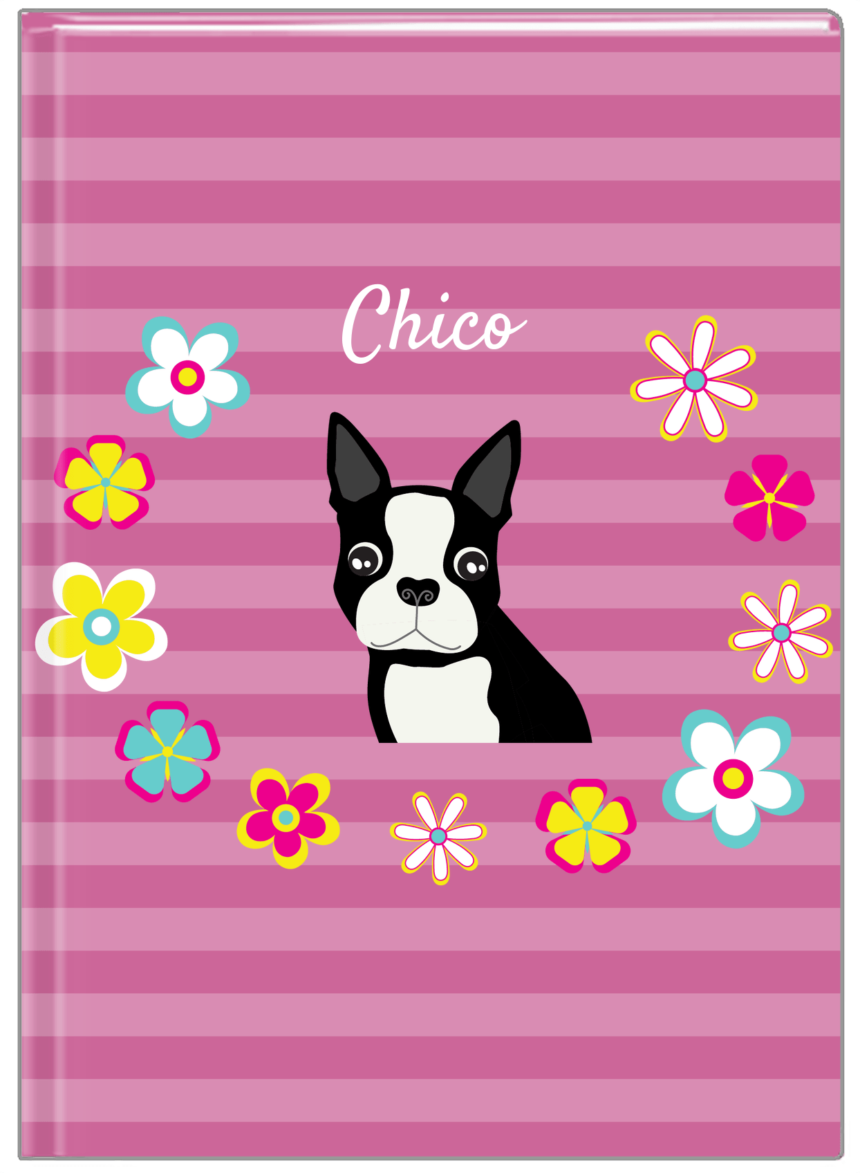 Personalized Dogs Journal XIX - Purple Background - Boston Terrier - Front View