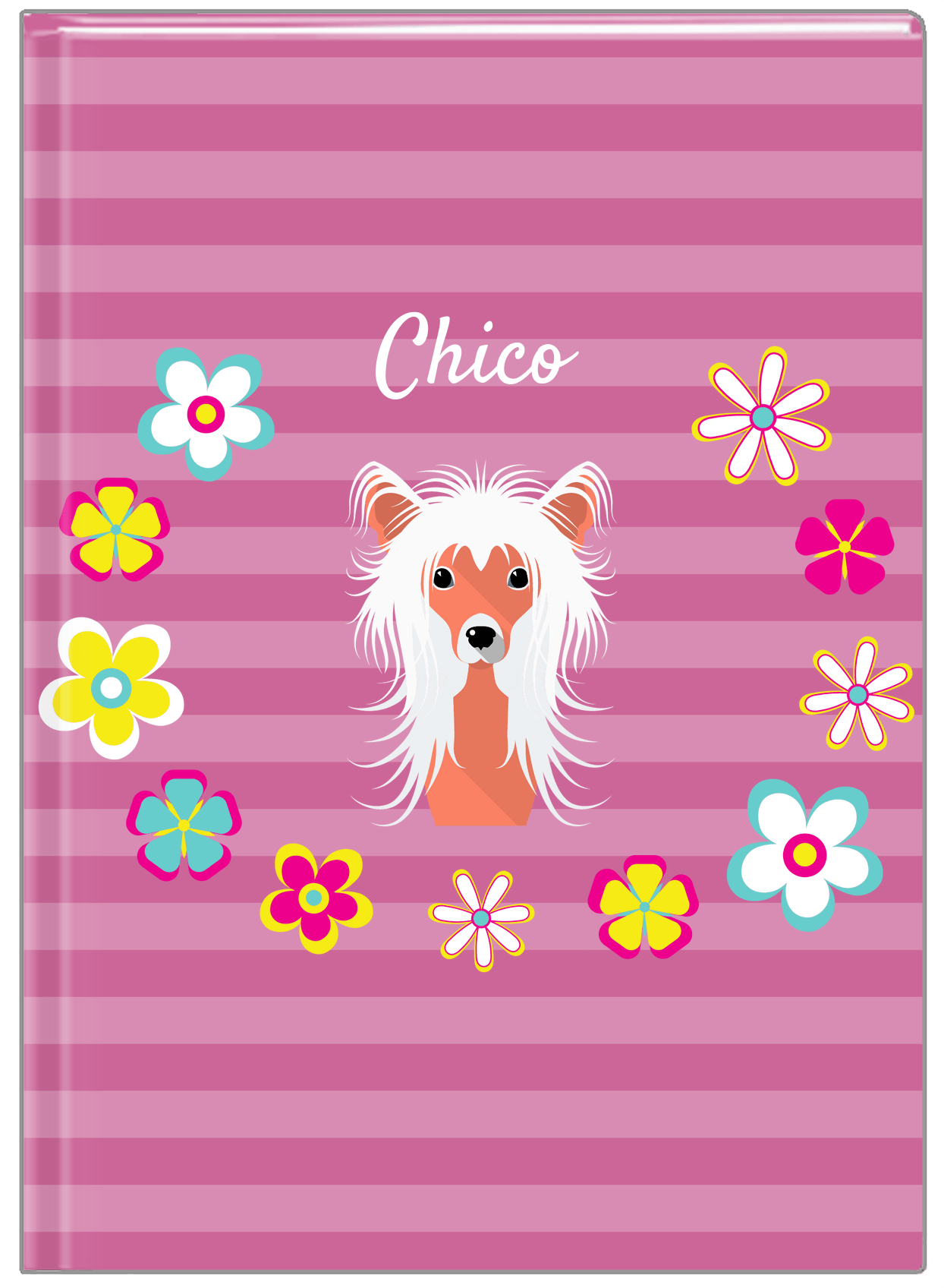 Personalized Dogs Journal XIX - Purple Background - Chinese Crested Dog - Front View
