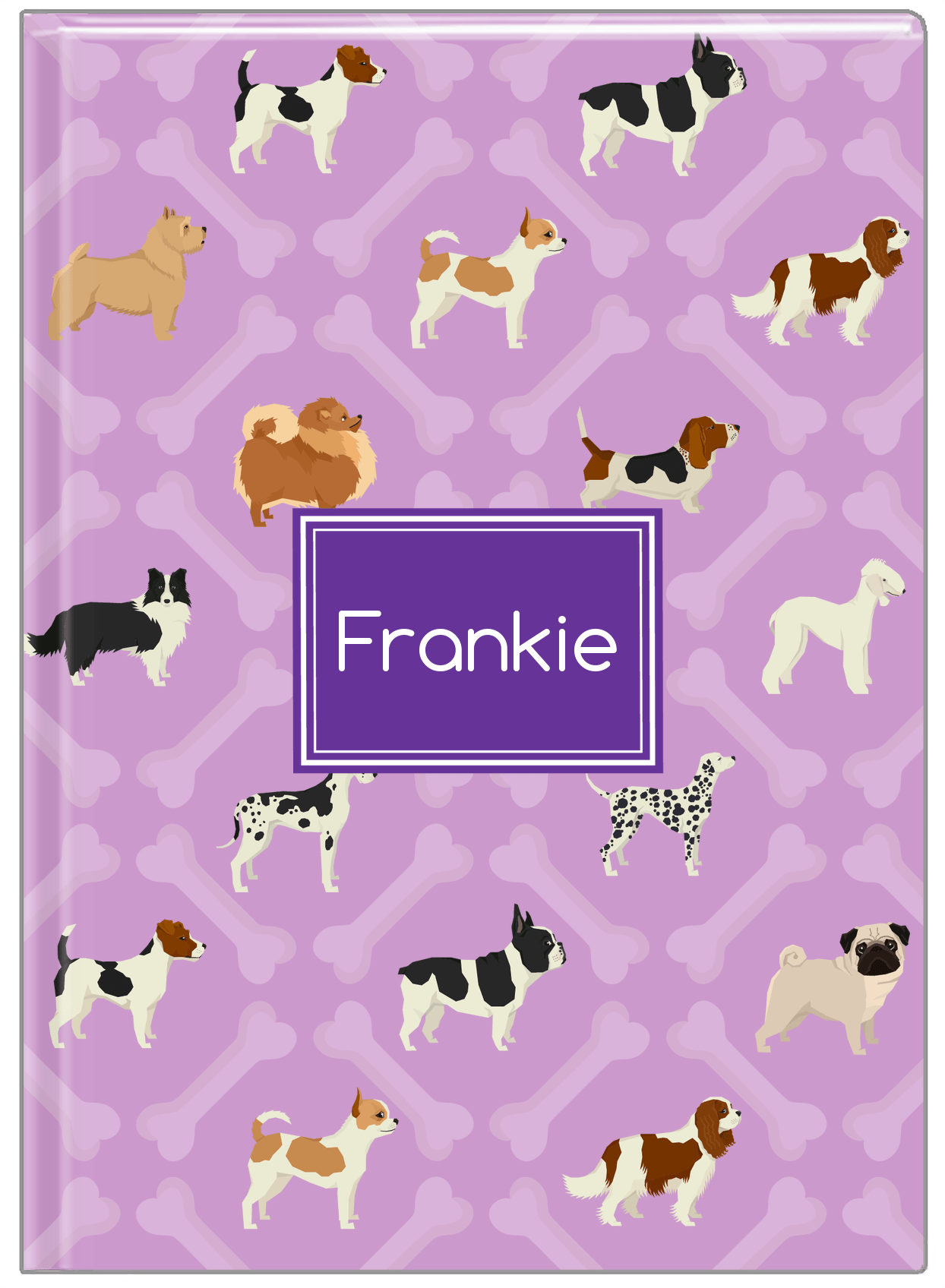 Personalized Dogs Journal XXI - Purple Background - Rectangle Nameplate - Front View