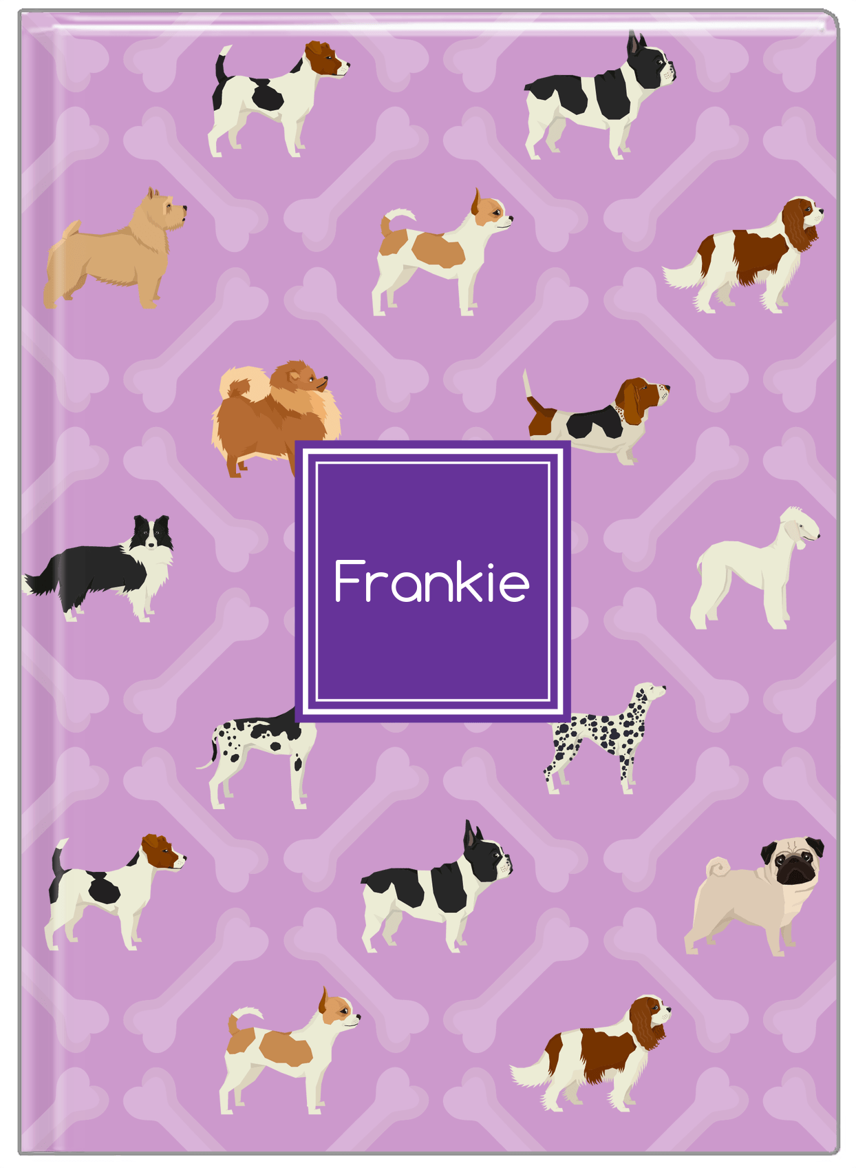 Personalized Dogs Journal XXI - Purple Background - Square Nameplate - Front View