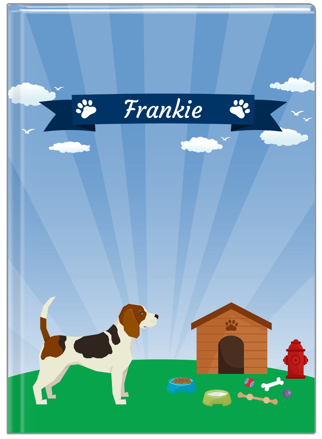 Personalized Dogs Journal XXII - Blue Background - Beagle - Front View