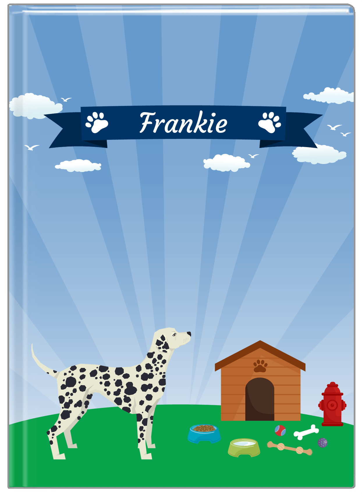 Personalized Dogs Journal XXII - Blue Background - Dalmatian - Front View