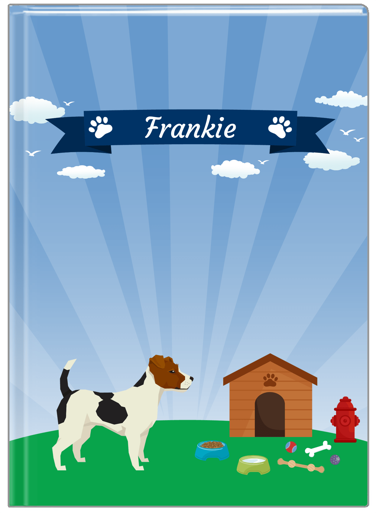 Personalized Dogs Journal XXII - Blue Background - Jack Russell Terrier - Front View