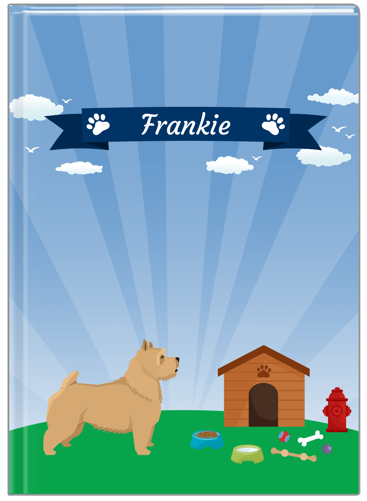 Personalized Dogs Journal XXII - Blue Background - Norwich Terrier - Front View