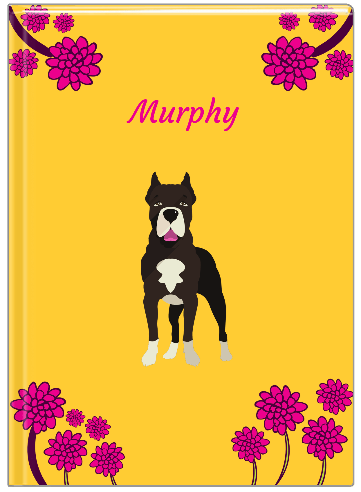 Personalized Dogs Journal XXIII - Yellow Background - American Staffordshire Terrier - Front View