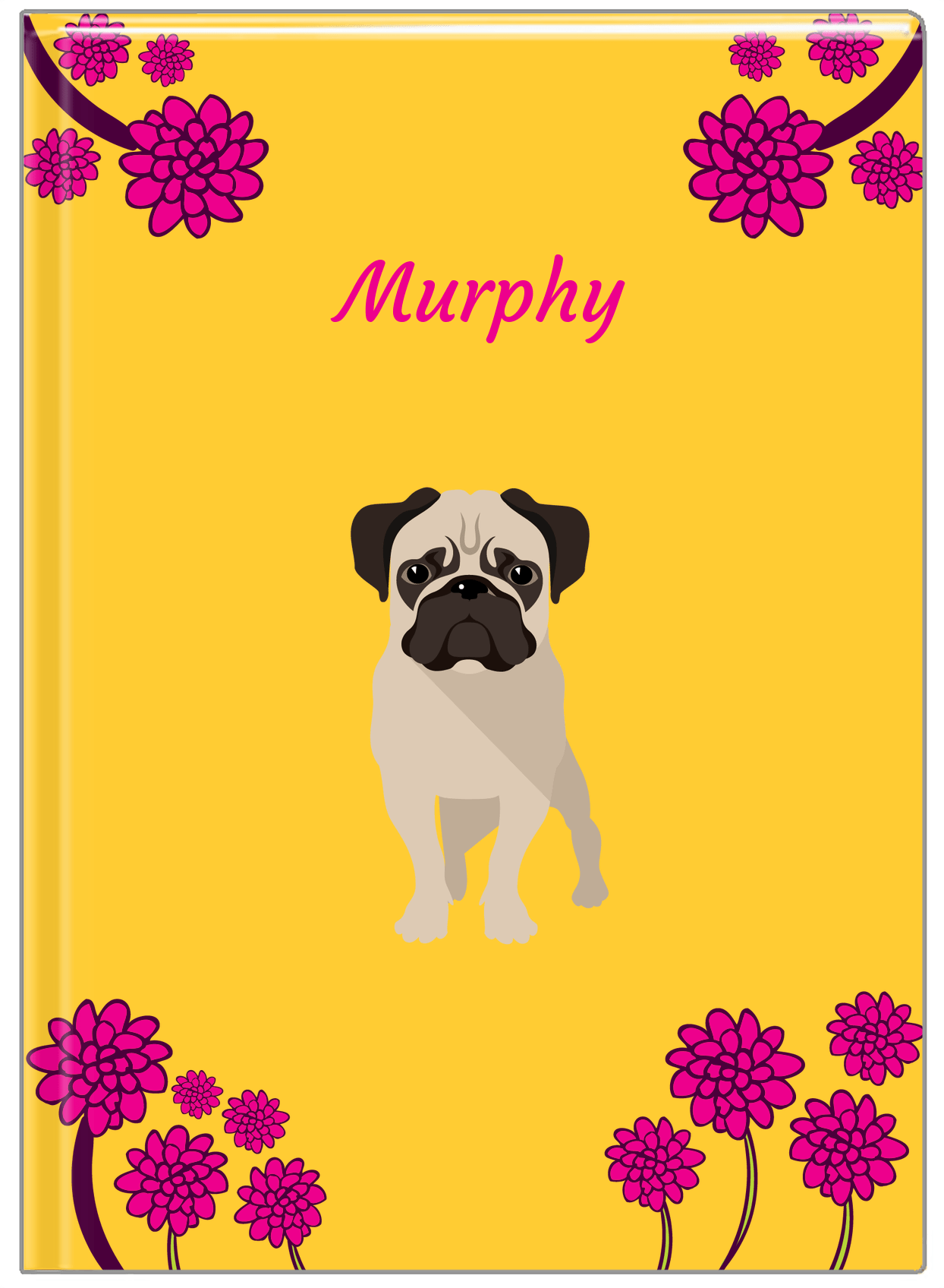 Personalized Dogs Journal XXIII - Yellow Background - Pug - Front View