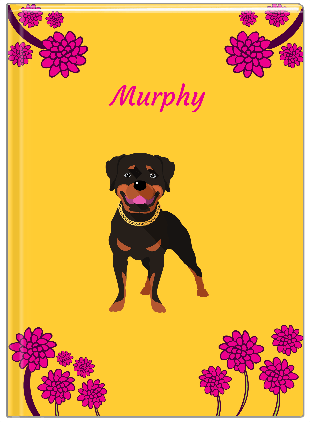 Personalized Dogs Journal XXIII - Yellow Background - Rottweiler - Front View