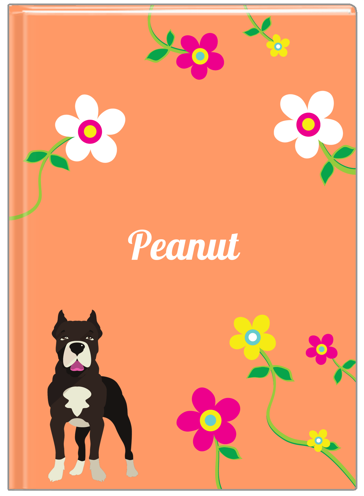 Personalized Dogs Journal XXV - Orange Background - American Staffordshire Terrier - Front View