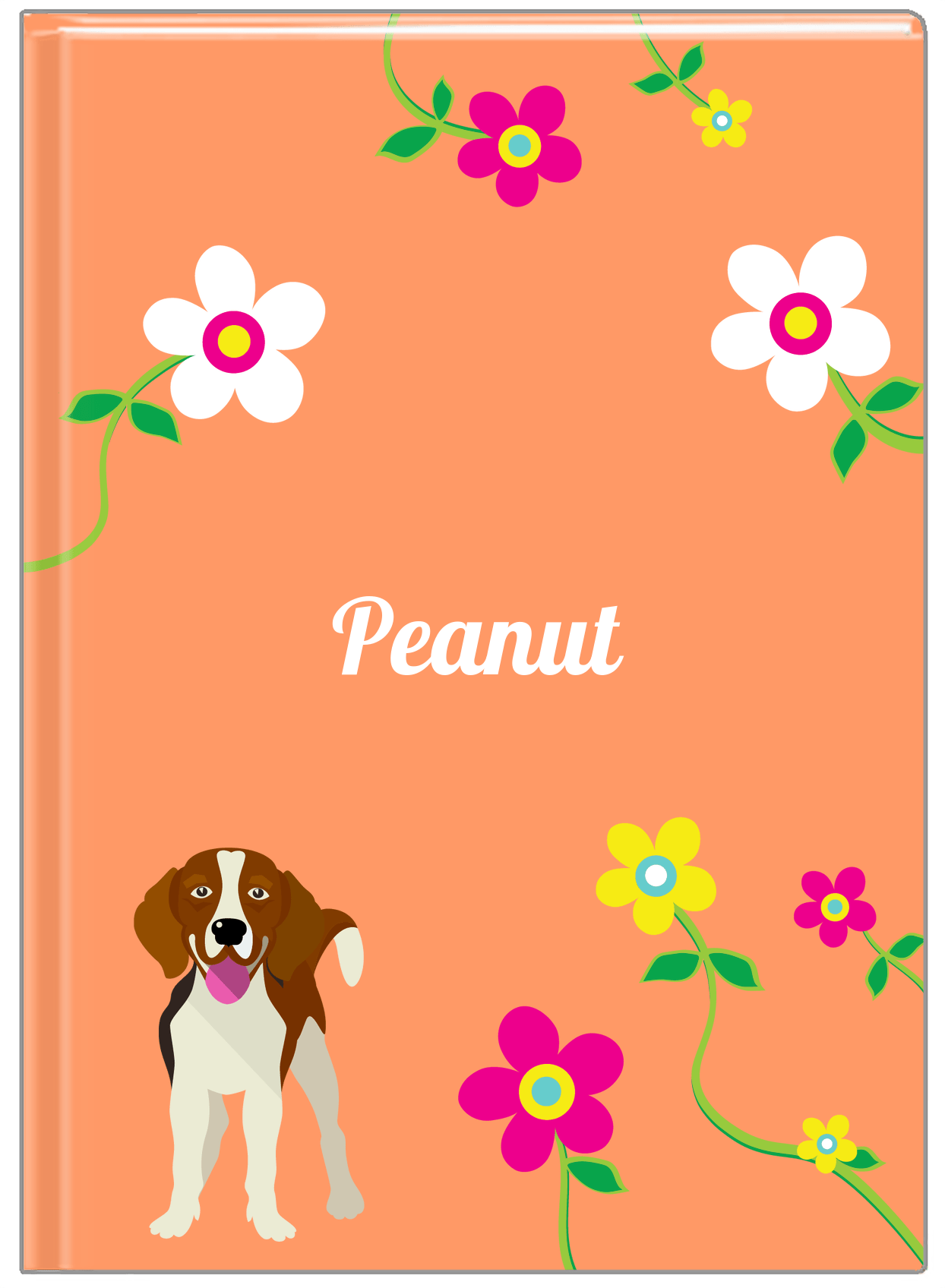 Personalized Dogs Journal XXV - Orange Background - Beagle - Front View