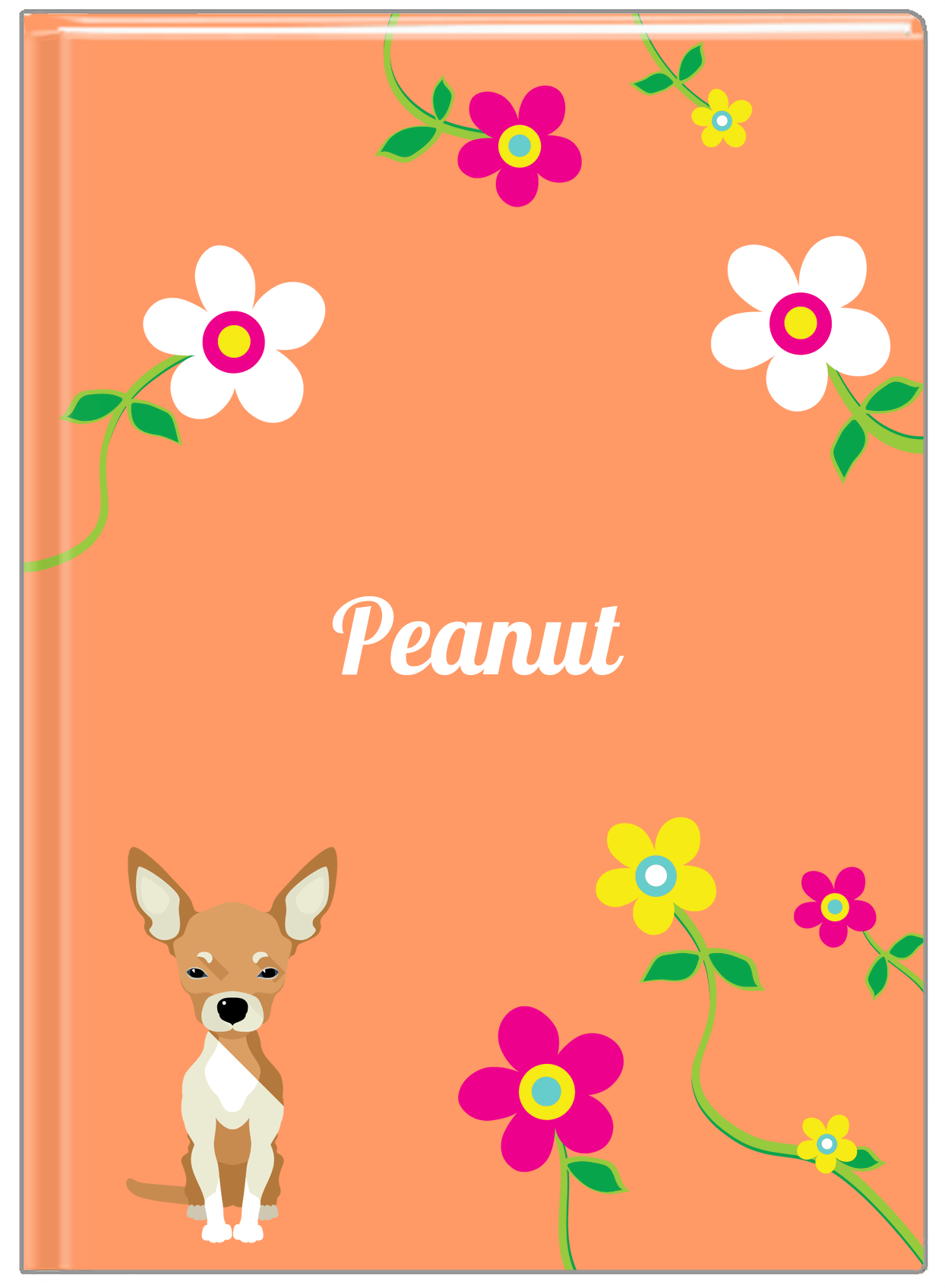 Personalized Dogs Journal XXV - Orange Background - Chihuahua - Front View