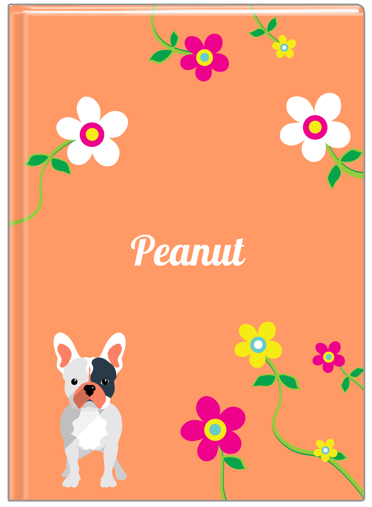 Personalized Dogs Journal XXV - Orange Background - French Bulldog - Front View