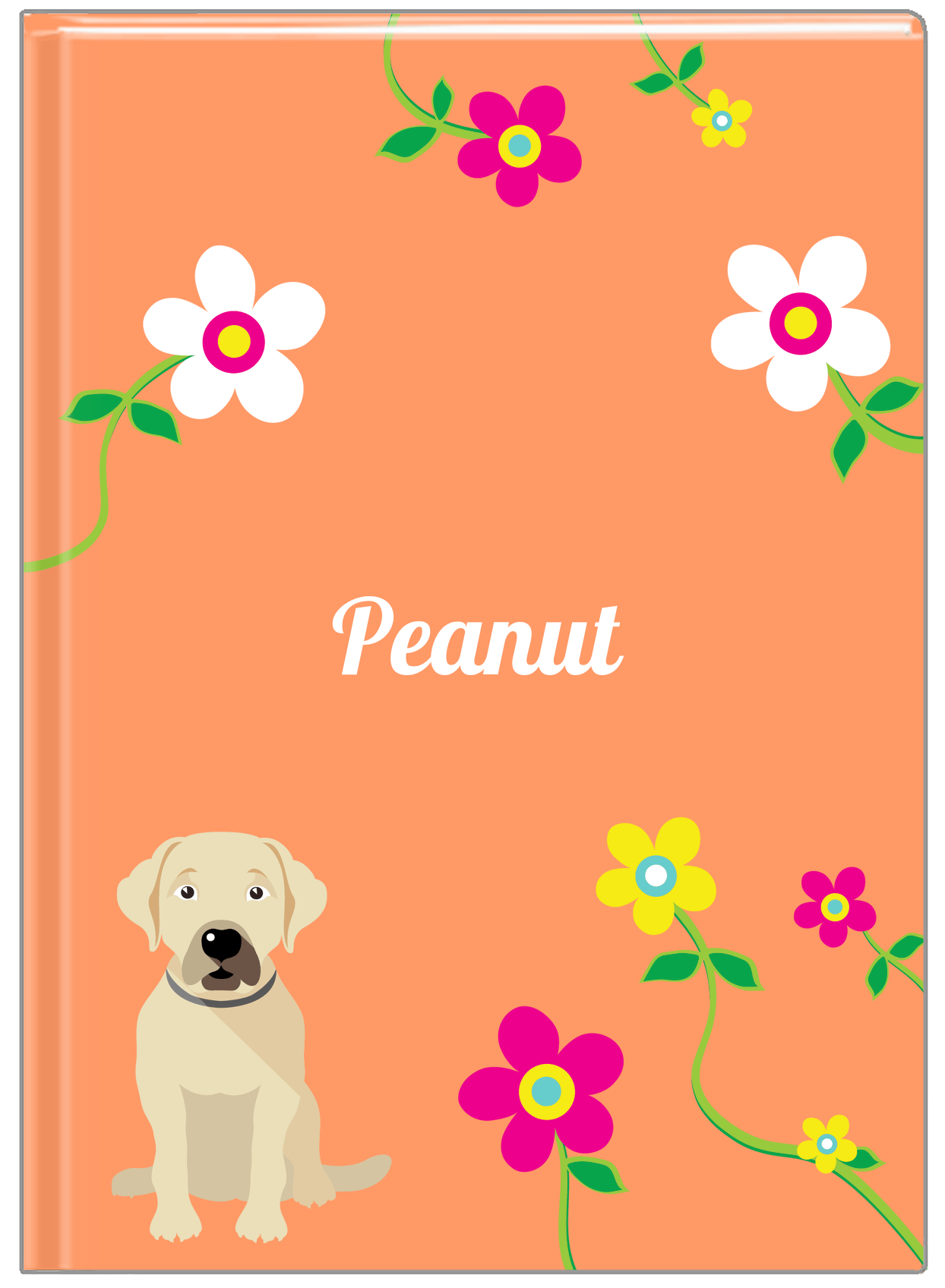Personalized Dogs Journal XXV - Orange Background - Labrador Retriever - Front View
