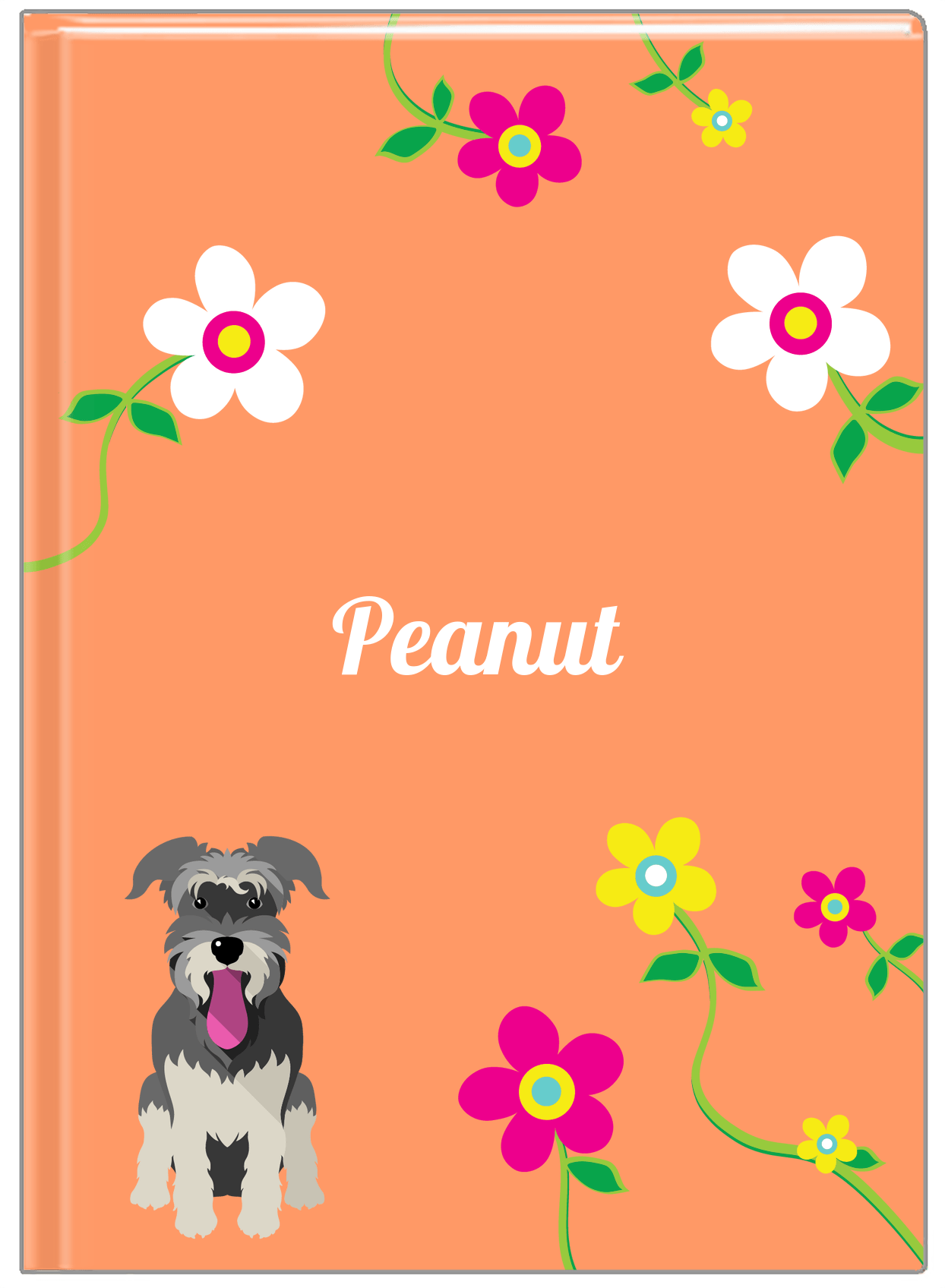 Personalized Dogs Journal XXV - Orange Background - Schnauzer - Front View