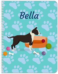 Thumbnail for Personalized Dogs Notebook I - Teal Background - American Staffordshire Terrier - Front View