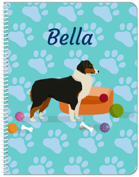 Thumbnail for Personalized Dogs Notebook I - Teal Background - Australian Shepherd - Front View