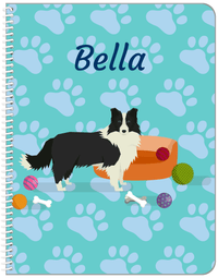 Thumbnail for Personalized Dogs Notebook I - Teal Background - Border Collie - Front View
