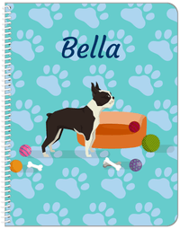 Thumbnail for Personalized Dogs Notebook I - Teal Background - Boston Terrier - Front View