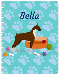 Thumbnail for Personalized Dogs Notebook I - Teal Background - Boxer - Front View