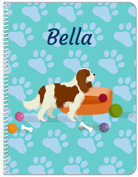 Thumbnail for Personalized Dogs Notebook I - Teal Background - Cavalier King Charles Spaniel - Front View