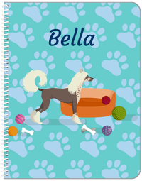 Thumbnail for Personalized Dogs Notebook I - Teal Background - Chinese Crested Dog - Front View