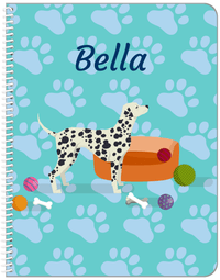 Thumbnail for Personalized Dogs Notebook I - Teal Background - Dalmatian - Front View
