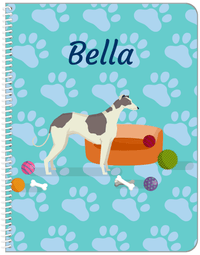 Thumbnail for Personalized Dogs Notebook I - Teal Background - Greyhound - Front View