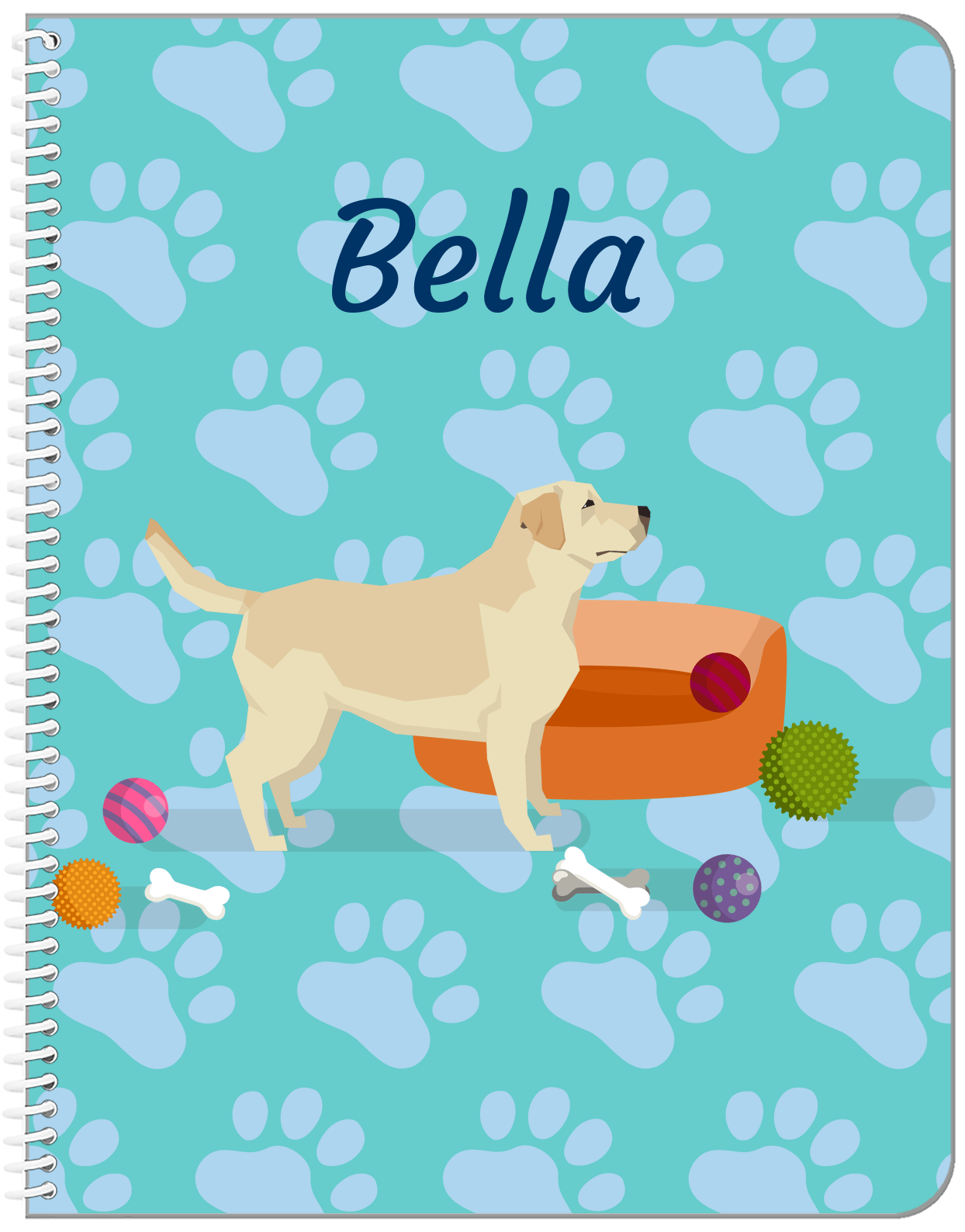Personalized Dogs Notebook I - Teal Background - Labrador Retriever - Front View