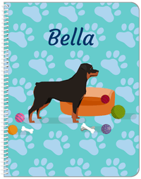 Thumbnail for Personalized Dogs Notebook I - Teal Background - Rottweiler - Front View