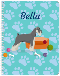 Thumbnail for Personalized Dogs Notebook I - Teal Background - Schnauzer - Front View