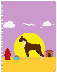 Thumbnail for Personalized Dogs Notebook II - Purple Background - Boxer - Front View