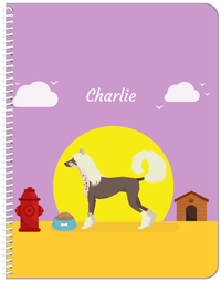 Thumbnail for Personalized Dogs Notebook II - Purple Background - Chinese Crested Dog - Front View