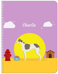 Thumbnail for Personalized Dogs Notebook II - Purple Background - Greyhound - Front View
