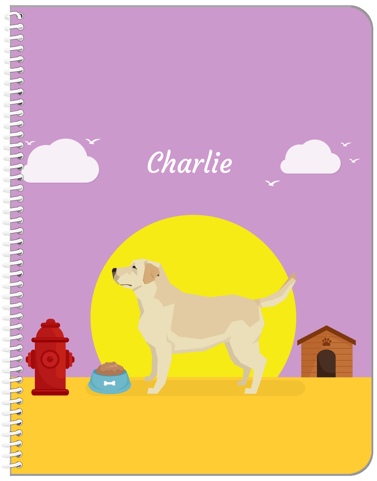 Personalized Dogs Notebook II - Purple Background - Labrador Retriever - Front View