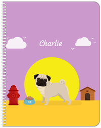Thumbnail for Personalized Dogs Notebook II - Purple Background - Pug - Front View