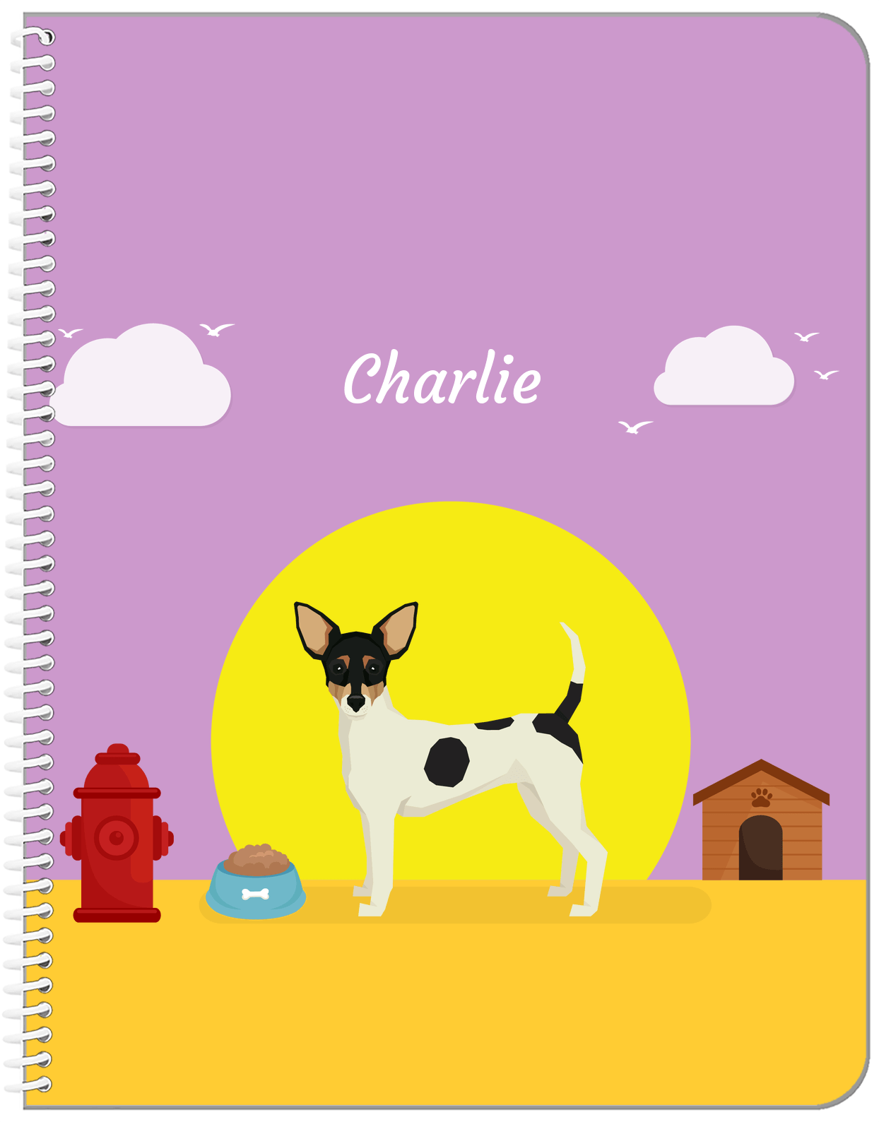 Personalized Dogs Notebook II - Purple Background - Toy Fox Terrier - Front View