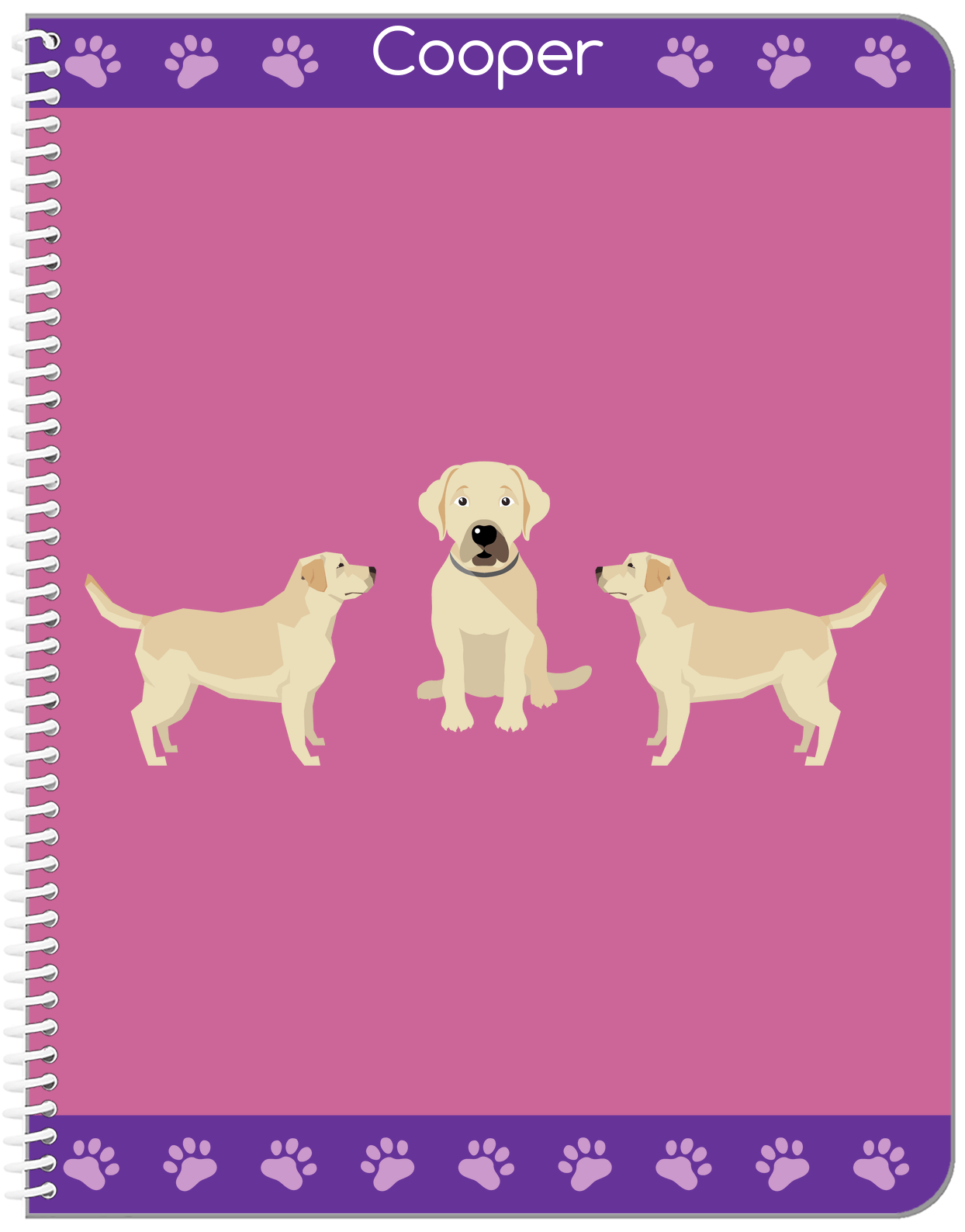 Personalized Dogs Notebook III - Purple Background - Labrador Retriever - Front View