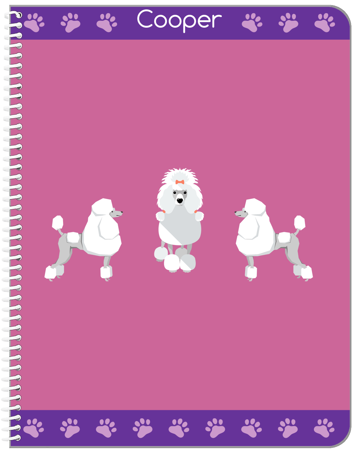 Personalized Dogs Notebook III - Purple Background - Poodle - Front View